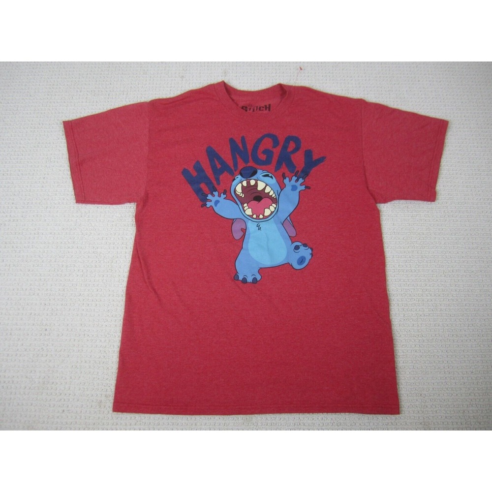 Lilo & Stitch Shirt Adult Large Red Disney Movie Hangry Short‎ Sleeve Crew Neck